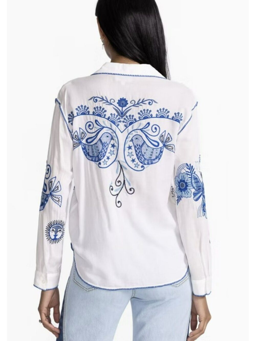 Johnny Was Embroidered Button-Up Shirt Long Sleeve Small NWT - Picture 2 of 6